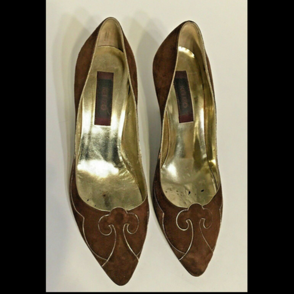 Kenzo Brown Heels with Gold Accents - Picture 8 of 8